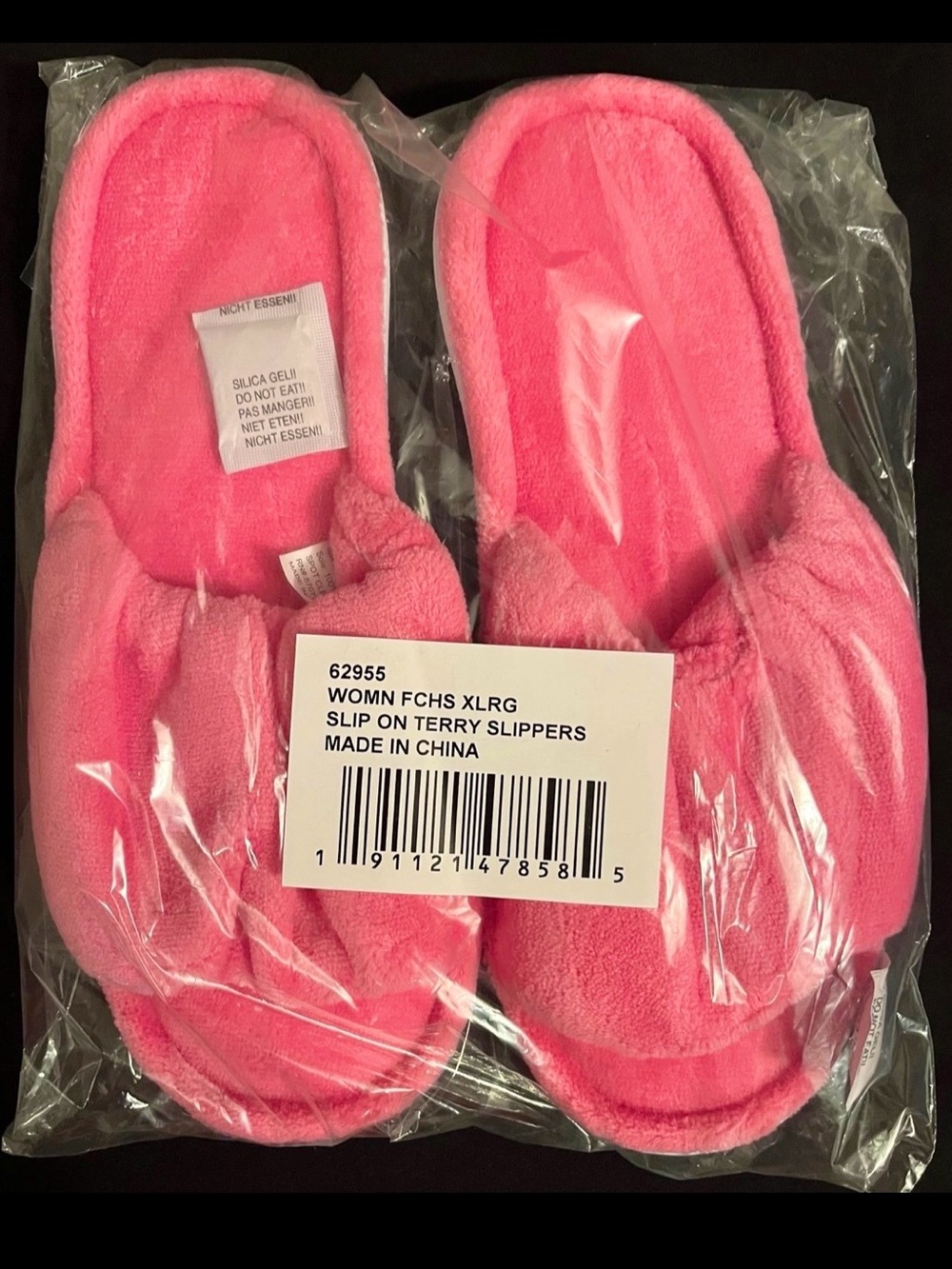 Women’s XL Pink Terry Cloth Slippers - Soft Cozy Slip On House Shoes, NEW